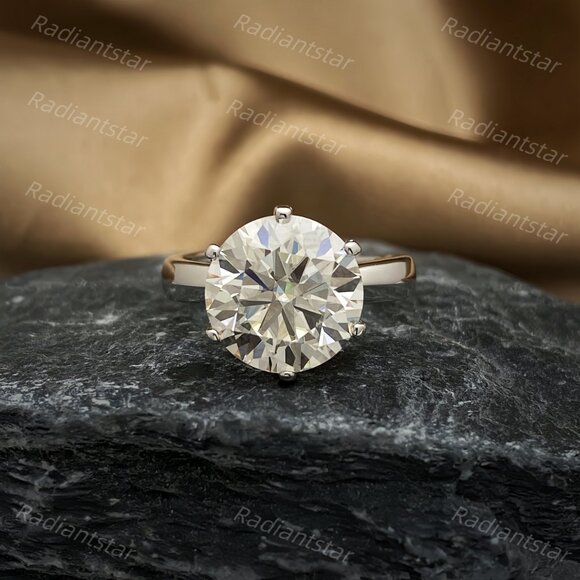 NEW Certified 5 ct. t.w. Solitaire Moissanite Ring - Picture 1 of 7